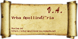 Vrba Apollinária névjegykártya